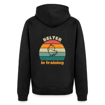 Belter in training - retro light distressed - Unisex Premium Organic Zip Hoodie - black - Back - Nico (187cm)