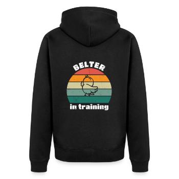 Belter in training - retro distressed - Unisex Premium Organic Zip Hoodie - black - Back - Nico (187cm)