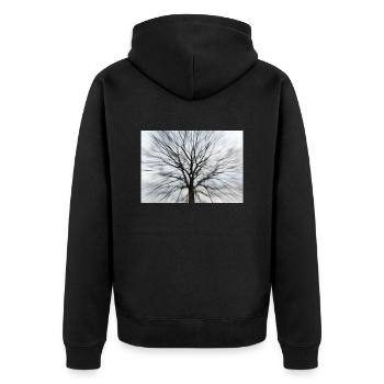 Silhouette eines kahlen Baumes mit runder Baumkrone - Unisex Premium Bio Zip Hoodie - Schwarz - Hinten - Nico (187cm)