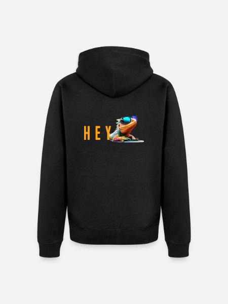 lizard hey - Unisex Premium Bio Zip Hoodie - Schwarz