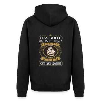 Das boot ist ein Lifestyle - Schiffe - Unisex Premium Bio Zip Hoodie - Schwarz - Hinten - Nico (187cm)