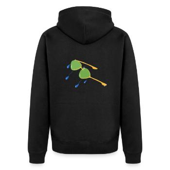 BRILLEN, DIE ICH MIR NICHT KAUFEN KONNTE, ALS ICH JUNG WAR v.Finale - Unisex Premium Bio Zip Hoodie - Schwarz - Hinten - Nico (187cm)