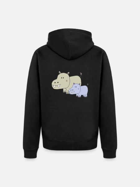 Hippopotamus father and son - Unisex Premium Organic Zip Hoodie - black