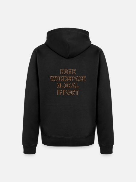 Home Workspace, Global Impact gifts for homeworker - Unisex Premium Organic Zip Hoodie - black