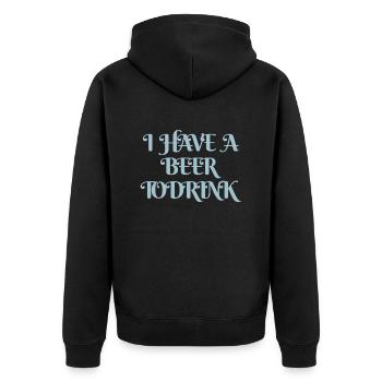 i have a beer to drink - Unisex Premium Bio Zip Hoodie - Schwarz - Hinten - Nico (187cm)