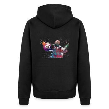 Wasserballsport #sport #waterpolo - Unisex Premium Bio Zip Hoodie - Schwarz - Hinten - Nico (187cm)