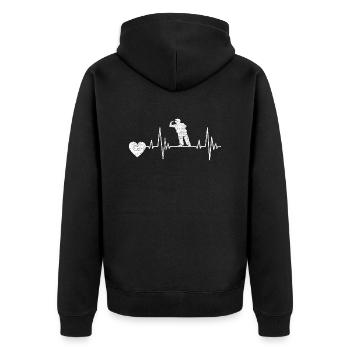 Dartpfeil Geschenk Dart Spruch Dartsport Spieler - Unisex Premium Bio Zip Hoodie - Schwarz - Hinten - Nico (187cm)