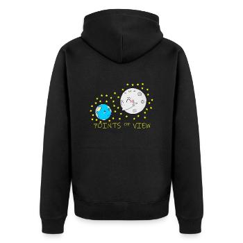 Cute Moon and Earth Positive Points of View Design - Unisex Premium Organic Zip Hoodie - black - Back - Nico (187cm)