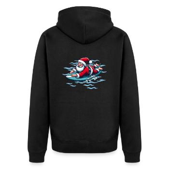Père Noël surf - Veste à capuche bio Premium Unisexe - noir - Dos - Nico (187cm)