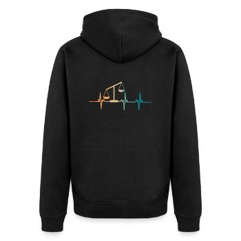 Heartbeat Balance - Unisex Premium Organic Zip Hoodie - black - Back - Nico (187cm)