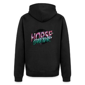 Idée de cadeau cerf Quarter Horse Geek - Veste à capuche bio Premium Unisexe - noir - Dos - Nico (187cm)