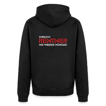 Endlich Rentner - Nie wieder Montag! (1) - Unisex Premium Bio Zip Hoodie - Schwarz - Hinten - Nico (187cm)