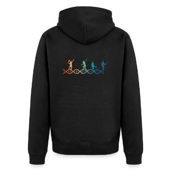 Tennis liegt in meiner DNA - Unisex Premium Bio Zip Hoodie - Schwarz - Hinten - Nico (187cm)