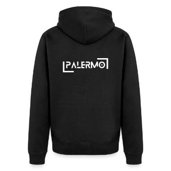 Palermo - Unisex Premium Bio Zip Hoodie - Schwarz - Hinten - Nico (187cm)