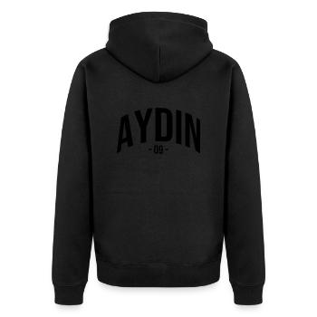 Aydin 09 Türkei Turkiye Geschenk Urlaub Türk TR - Unisex Premium Bio Zip Hoodie - Schwarz - Hinten - Nico (187cm)