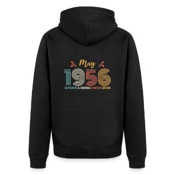 Mai 1956 Geburtstag Mai 1956 Retro - Unisex Premium Bio Zip Hoodie - Schwarz - Hinten - Nico (187cm)