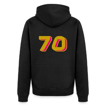 70. 70 ANS. 70e ANNIVERSAIRE. ANNIVERSAIRE 70 ANS. - Veste à capuche bio Premium Unisexe - noir - Dos - Nico (187cm)