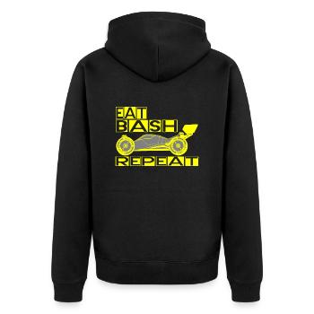 eat sleep bash repeat - Unisex Premium Bio Zip Hoodie - Schwarz - Hinten - Nico (187cm)