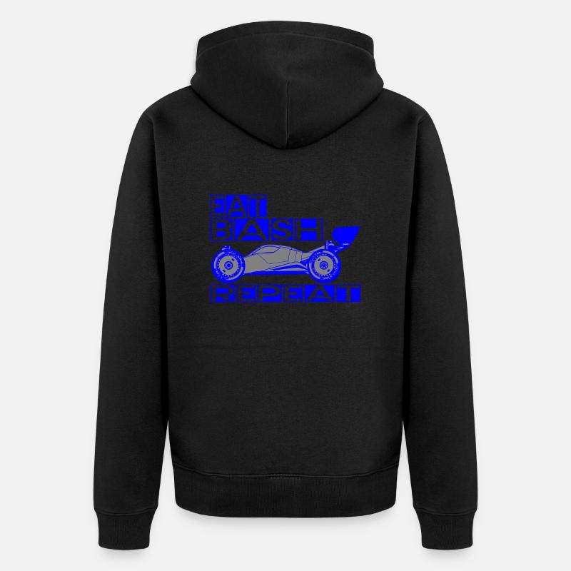 eat bash repeat blue - Unisex Premium Bio Zip Hoodie - Schwarz