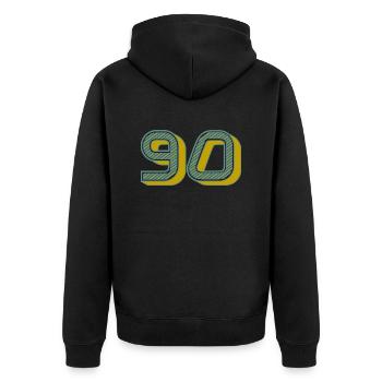 90. 90 ANS. 90e ANNIVERSAIRE. ANNIVERSAIRE 90 ANS. - Veste à capuche bio Premium Unisexe - noir - Dos - Nico (187cm)