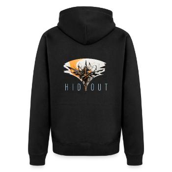 hideout - Unisex Premium Bio Zip Hoodie - Schwarz - Hinten - Nico (187cm)