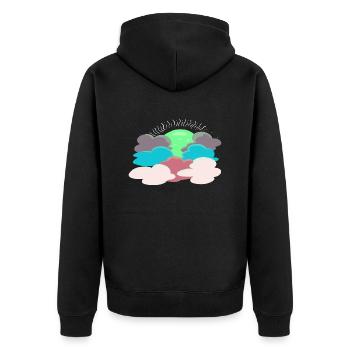Sonne hinter den Wolken - Unisex Premium Bio Zip Hoodie - Schwarz - Hinten - Nico (187cm)
