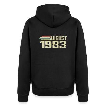 Né Août 1983 Jubilé Août 1983 Millésime - Veste à capuche bio Premium Unisexe - noir - Dos - Nico (187cm)