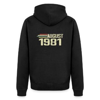 Né Août 1981 Anniversaire Août 1981 Millésime - Veste à capuche bio Premium Unisexe - noir - Dos - Nico (187cm)