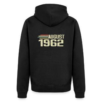 Born August 1962 Anniversary August 1962 Year - Unisex Premium Organic Zip Hoodie - black - Back - Nico (187cm)