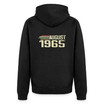 Born August 1965 Anniversary August 1965 Year - Unisex Premium Organic Zip Hoodie - black - Back - Nico (187cm)