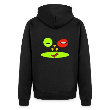 Außerirdischer - Unisex Premium Bio Zip Hoodie - Schwarz - Hinten - Nico (187cm)