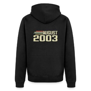 Born August 2003 Anniversary August 2003 Year - Unisex Premium Organic Zip Hoodie - black - Back - Nico (187cm)