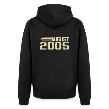 Né en août 2005 Anniversaire Millésime août 2005 - Veste à capuche bio Premium Unisexe - noir - Dos - Nico (187cm)