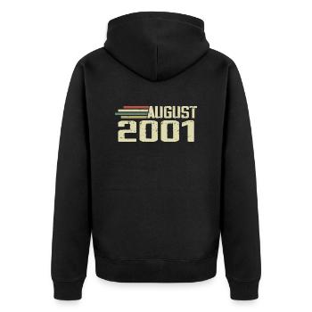 Born August 2001 Anniversary August 2001 Year - Unisex Premium Organic Zip Hoodie - black - Back - Nico (187cm)