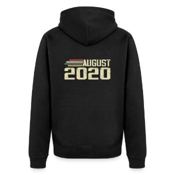 Geboren August 2020 Jubiläum August 2020 Jahrgang - Unisex Premium Bio Zip Hoodie - Schwarz - Hinten - Nico (187cm)