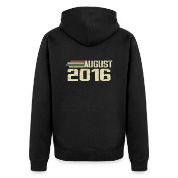 Born August 2016 Anniversary August 2016 Vintage - Unisex Premium Organic Zip Hoodie - black - Back - Nico (187cm)