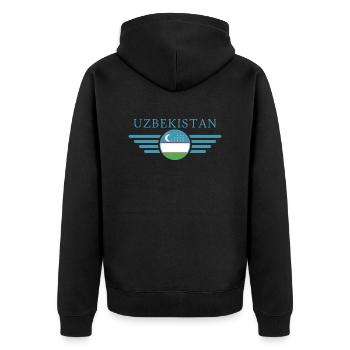 ich liebe Usbekistan, Eleganz Stil Design T-Shirt - Unisex Premium Bio Zip Hoodie - Schwarz - Hinten - Nico (187cm)