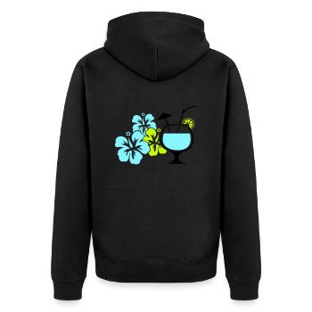 Cocktail Blumen Hawaii - Unisex Premium Bio Zip Hoodie - Schwarz - Hinten - Nico (187cm)