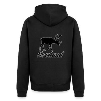 Norrland Rentier Sverige Nordschweden Schweden - Unisex Premium Bio Zip Hoodie - Schwarz - Hinten - Nico (187cm)