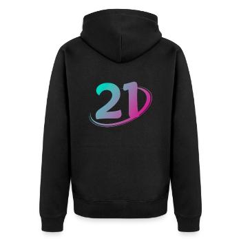 Number 21 multicolor - Unisex Premium Organic Zip Hoodie - black - Back - Nico (187cm)