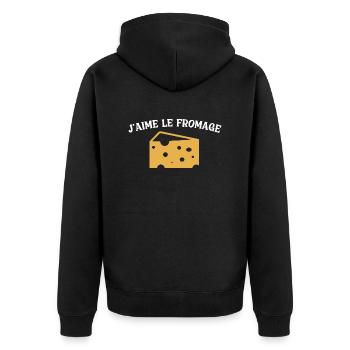 I love cheese - Unisex Premium Organic Zip Hoodie - black - Back - Nico (187cm)