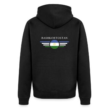 I Love Bashkortostan, T-shirt et tenue design - Veste à capuche bio Premium Unisexe - noir - Dos - Nico (187cm)