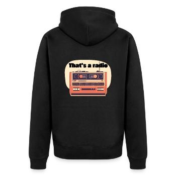 Old School Radio - Unisex Premium Bio Zip Hoodie - Schwarz - Hinten - Nico (187cm)