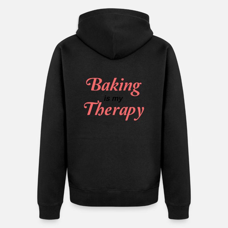 Baking is my therapy - Unisex Premium Bio Zip Hoodie - Schwarz