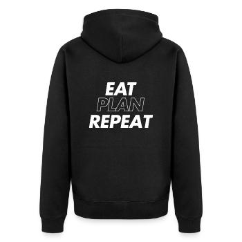 Meal Planner Tee Diet Food Planner Shirt - Unisex Premium Organic Zip Hoodie - black - Back - Nico (187cm)