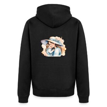Mütterliche Wärme - Unisex Premium Bio Zip Hoodie - Schwarz - Hinten - Nico (187cm)