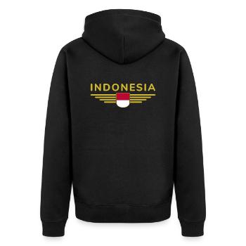 Indonésie Jakarta Fan Outfit Design T Shirt - Veste à capuche bio Premium Unisexe - noir - Dos - Nico (187cm)