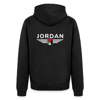 Jordanien Fan Outfit T-Shirt Design Geschenk - Unisex Premium Bio Zip Hoodie - Schwarz - Hinten - Nico (187cm)