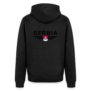 Design Serbie – Fierté et passion - Veste à capuche bio Premium Unisexe - noir - Dos - Nico (187cm)
