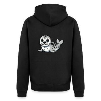 Krabbenfresser Robbenstein Baby - Unisex Premium Bio Zip Hoodie - Schwarz - Hinten - Nico (187cm)